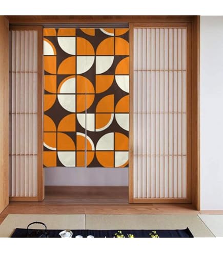 Amazon｜のれん カーテン ミッドセンチュリーモダンジオメトリック